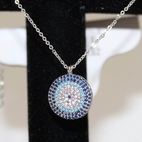 Turkish Evil Eye Nazar Necklace Sterling Silver 925 NWT - Picture 1 of 5